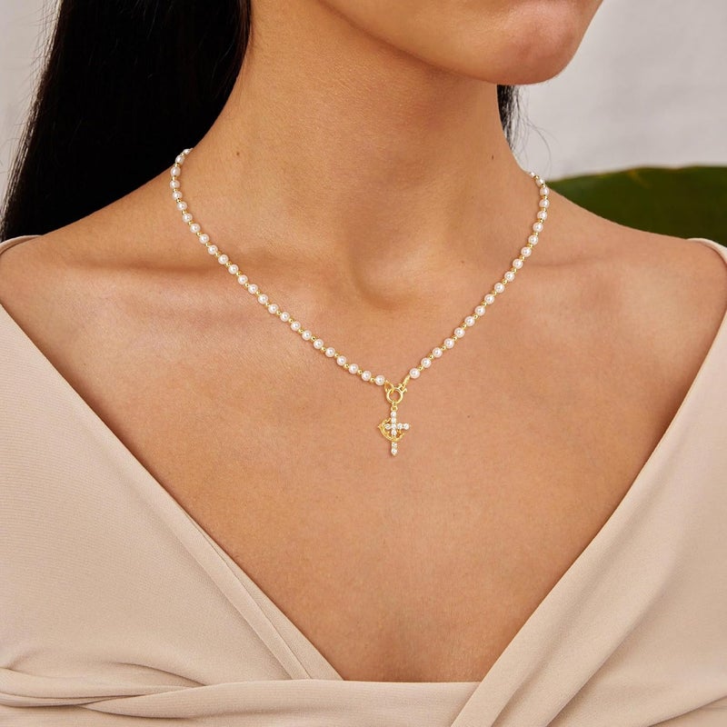Robaice Upgraded Crown Cross Necklace for Women, 14K Gold Plated Crown Cross Pendant Necklace, Non-Tarnish Faith Jewelry for Women, Christian Religious Gifts for Her - Image 2